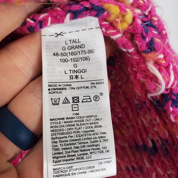 GAP Vibrant Pink Multicolor Turtleneck Sweater - Picture 6 of 11